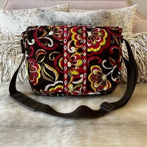 VERA BRADLEY Puccini 2008 Messenger Mailbag Laptop Crossbody Brown Orange Swirls